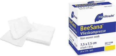 Produktbild von 800 BeeSana Vlieskompressen - steril - 4-fach - 30 g - 10 x 10 cm - Kompressen