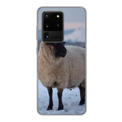 Produktbild von MuchoWow® Handyhülle Schutzhülle Hülle für Samsung Galaxy S20 Ultra Schaf - Schnee - Berg Silikon Softcase Handy Hülle - Karteninhaber