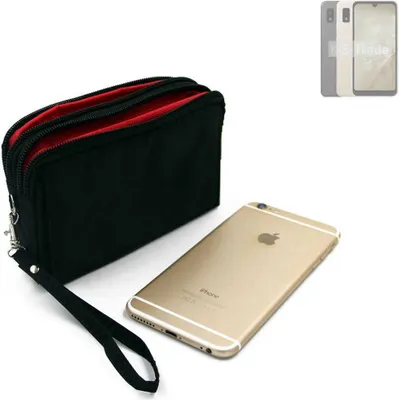 Produktbild von K-S-Trade Schutz Hülle Handy Hülle kompatibel mit Sharp Aquos Wish3 Gürteltasche Travelbag Handytasche mit Zusatzfächern, schwarz