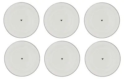 Produktbild von 6er Set Untertassen HEART weiß mit schwarzem Rand 15cm Bastion Collections