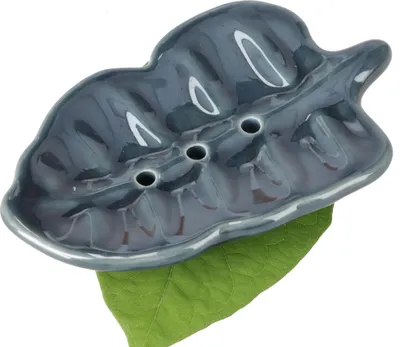 Produktbild von Keramik Seifenschale `Blatt` - Blau, 2*10*8 cm, Seifenschalen