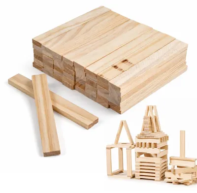 Image de 50 lattes en bois naturel pour jouets éducatifs