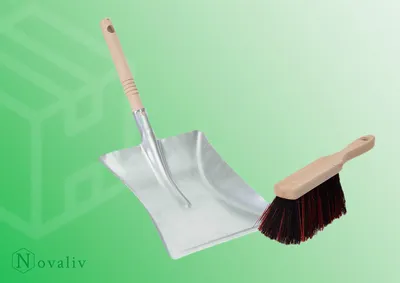 Produktbild von Novaliv 2x Kehrschaufel Set verzinkt Arenga u. Elastonborsten Kehrblech und Handfeger Set Kehrset Kehrgarnitur dustpan and brush Handfeger Arenga Elaston Kehrwisch Kaminzubehör Kaminbesen Kehrschaufel