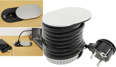 Produktbild von Schreibtisch-Einbausteckdose + USB