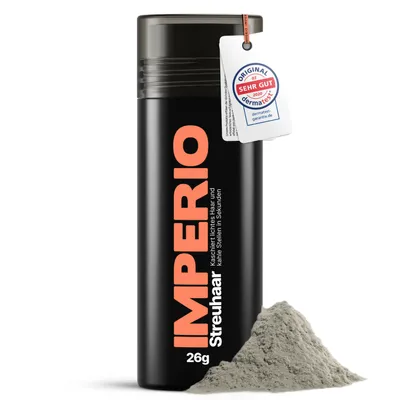 Produktbild von IMPERIO Streuhaar zur Haarverdichtung & vollem Haar in Sekunden. Schütthaar für einen authentischen Look. In Premium Friseurqualität - 26g (grau)
