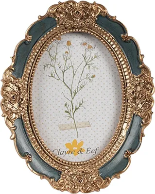 Obrázok produktu pre Clayre & Eef Rám na obraz 6x9 cm Zlatá farba Zelená Polyresin