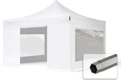 Immagine prodotto di TOOLPORT 4x4 m gazebo pieghevole con laterali (finestre panoramiche), PREMIUM acciaio, bianco