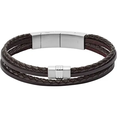 Produktbild von Fossil JF02934040 Herren Armband Edelstahl Silber Braun 19 cm