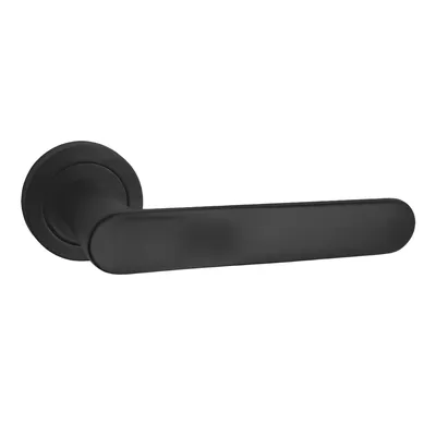 Produktbild von Domino Türgriff OVAL-R Drückergarnitur Türklinke für Zimmertür, Bürotür, Kellertür & Innentür Türbeschläge aus Aluminium Schwarz Türdrückergarnitur