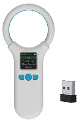 Image de Scanner de puces électroniques pour animaux de compagnie, lecteur d'identification, lecteur portable RFID/EMID, connexion BT+USB+2,4 GHz, prend en charge 500 entrées, fonction de mémoire, écran LCD TFT 1,44 pou à la norme FDX-B ISO 11784/85, vérification de l'identité des chiens et des chats