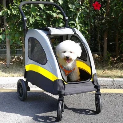 Immagine prodotto di Passeggino per cani - Fino a 20 kg - Pieghevole - 4 ruote - Stabile e resistente