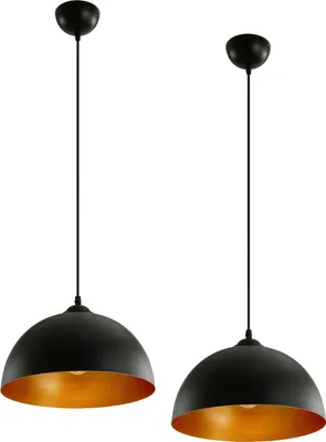 Produktbild von Jago® Pendelleuchte 2er Set - LED/Ø30cm/E27, Eisen, Schwarz-Gold - Deckenleuchte, Hängeleuchte, Hängelampe, Industrial/Vintage Design für Esszimmer