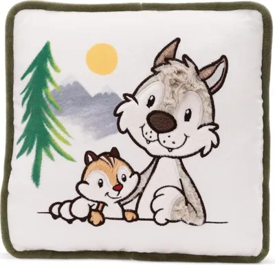 Produktbild von Nici Kissen Mit Wolf Winny & Eichhörnchen Jojo 25x25 Cm Beige Green Beige Green