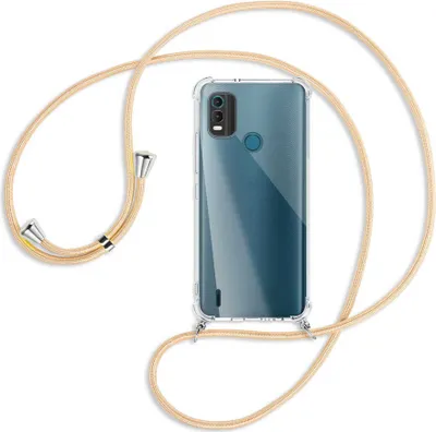 Produktbild von Handykette Backcover-Schutzhülle mit Band (Metall silberfarben) für Nokia C21 Plus (6.52'') - Goldkordel