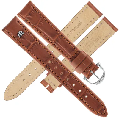 Produktbild von Maurice Lacroix Ersatzband Damen 15 mm Kroko-Optik braun Schließe silberfarben