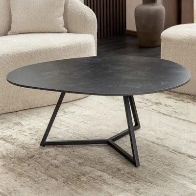 Produktbild von riess-ambiente Couchtisch MARVELOUS 90cm anthrazit schwarz marmoriert Keramik Metall