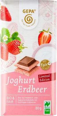 Produktbild von Gepa Weiße Joghurtschokolade mit Erdbeere & Vollmilch 80g