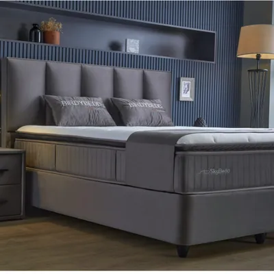 Produktbild von BIRDY  Bett Grau Boxspringbett mit Matratze 140x200
