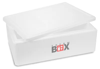Produktbild von THERM BOX Styroporbox 29W Wand: 3cm Volumen: 29,1L Innen: 53x33x16cm Isolierbox Kühlbox Warmhaltebox Wiederverwendbar