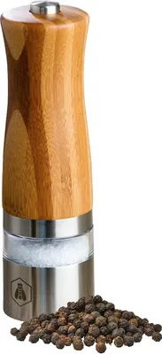 Produktbild von LAGUIOLE - Elektrische Salz- und Pfeffermühle - Aus Edelstahl und Bambusholz - Mit Licht - Elegant und praktisch - Keramikmühle - ohne 6 AAA Batterien