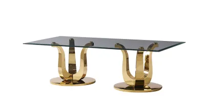Produktbild von Esstisch mit schwarzer Marmorplatte – 200 x 100 cm | Goldene-Gestell in geometrischem Design