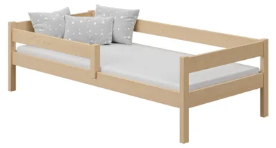 Produktbild von MEBLE WRÓBEL Kinderbett 90x180 cm mit Rausfallschutz & Lattenrost, Einzelbett aus Kiefernholz für Kinder Mädchen Jungen Bett