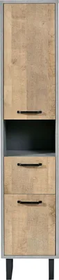 Produktbild von Hochschrank - Betondekor - Eiche rustikal Nachbildung - B 40 cm - 2 Türen - 1 Schublade