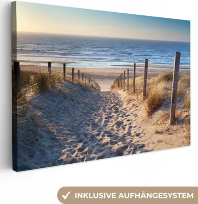 Produktbild von OneMillionCanvasses® - Leinwandbilder - 150x100 cm, Strand - Meer - Niederlande - Dünen - Sonne, Wandbilder Kunstdruck Wanddekoration