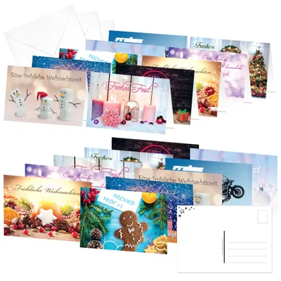 Produktbild von PRICARO Weihnachtskarten mit Briefumschlägen und Postkarten "Motive 1", A6, 40 Stück