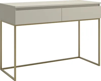 Produktbild von Selsey Bemmi - Schminktisch Schreibtisch, Graubeige mit goldenem Metallgestell, 120 cm