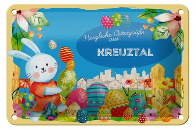 Produktbild von Blechschild Ostern Ostergrüße 18x12cm KREUZTAL Geschenk Deko