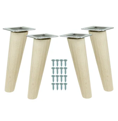 Produktbild von Möbelfüße 15 cm Höhe Holzfüße schräg aus Buche Holzmöbelfüße Tischbeine Möbelbeine Holz Schrank Beine Kegel 4 Stück