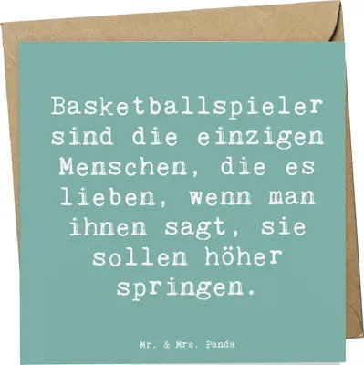 Produktbild von Mr. & Mrs. Panda Grußkarte Spruch Basketball Motivation - Meeresbrise - Geschenk, Glückwunschkarte, Sportart, Sportarten, Dunking, Teamsport, Basketball-Fan, doppelkarte