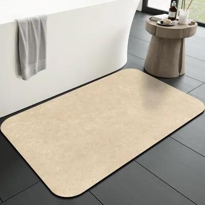 Image de Tapis de bain antidérapant, très absorbant, 60 x 90 cm, couleur crème