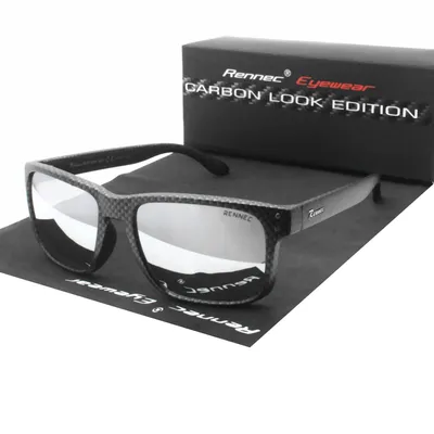 Produktbild von Hochwertige Herren Sonnenbrille Rechteckig Carbon Polyamid Optik UV400 Gläser Silber Verspiegelt 3in2 Bügelgelenke