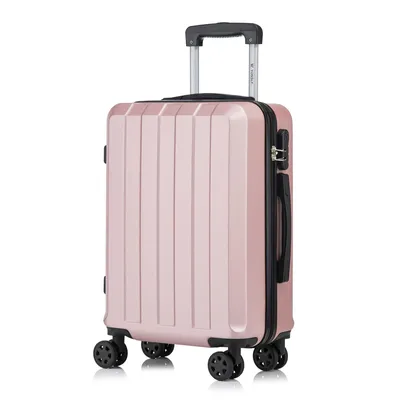 Produktbild von Koffer Trolley Reisekoffer Suitcase, Rollkoffer Handgepäck ,mit 4 Rollen360°, Hartschalenreisekoffer, Zahlenschloss, Weicher Gummigriff (M,Roségold)