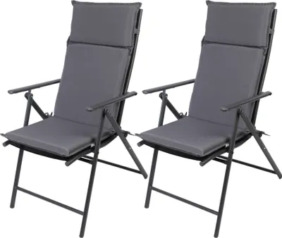 Produktbild von Albatros Gartenstühle 2er Set, Metallgestell, klappbar, mit Sitzauflage, 8-fach verstellbare Rückenlehne, hohe Belastbarkeit, Modell Aruba