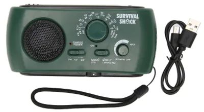Produktbild von Handkurbelradio, tragbar, praktisch, LED-Taschenlampe, Outdoor, Multiband, AM/FM/SW, Solarwetter