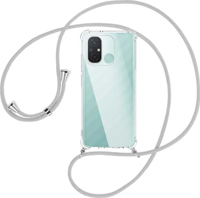 Produktbild von Handykette Backcover-Schutzhülle mit Band (Metall silberfarben) für Xiaomi Redmi 12C (6.71'') - silbergrau