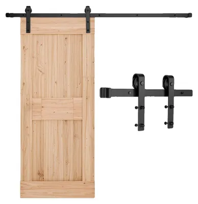 Immagine prodotto di Sistema per porte scorrevoli VEVOR Binario da 2 m, portata 150 kg, adatto per larghezza 91,4-101,6 cm e spessore 3,5-4,5 cm, binario e rullo a J, nero