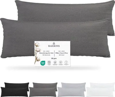 Produktbild von DigiRigi® Seitenschläfer-Kissenbezug 40 x 145 cm, 2er-Set – 100% Jersey-Baumwolle, 165 g/m², -, verdeckter Reißverschluss