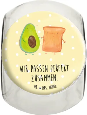 Produktbild von Mr. & Mrs. Panda Vorratsdose Glas Avocado Toast XL 2000ml - Gelb Pastell - Geschenk, Toastbrot, Teedose, glasbehälter, Vorratsbehälter, Kaffeedose, Hochzeitsgeschenk