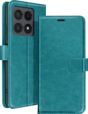 Produktbild von Mayaxess, Xiaomi 14T Pro Wallet Case Standfunktion mit Handschlaufe, Türkis