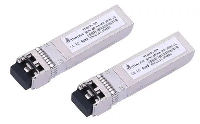 Immagine prodotto di Extralink SFP+ 10G, confezione da 2 | Modulo SFP+ | 10 Gbps, LC/UPC, 850 nm, 300 m, fibra multimodale, con funzionalità DOM, compatibile con HP/Aruba (modello EX.35955)