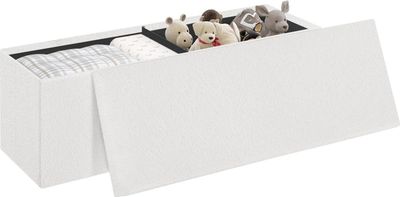 EUGAD Sitzbank mit Stauraum, Polsterbank mit Teddystoff-Bezug, 300 kg belastbar, Weiß