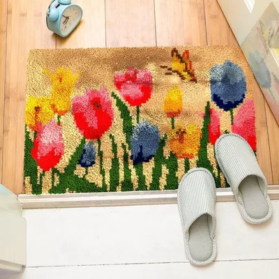 Produktbild von Knüpfset zum Selberknüpfen für Kinder und Erwachsene 60 x 40 cm Tulpe