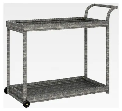 Produktbild von Gartenmöbel-Barwagen grau 100x45x83cm aus Polyrattan