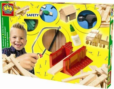 Produktbild von SES Creative 00944 Werkzeugset für Kinder - Echter Minihammer, Säge und Holzteile ab 5 Jahren, Kinder-Bastelkit, 5 Jahr(e), Holz, 1 Stück(e), 850 g