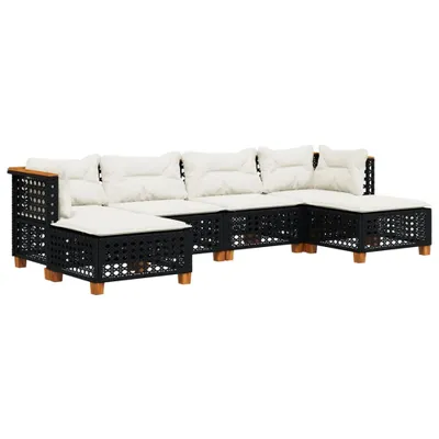 Produktbild von 6-tlg. Garten-Sofagarnitur mit Kissen Schwarz Poly Rattan