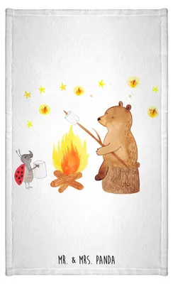 Produktbild von Mr. & Mrs. Panda Handtuch Bär & Marienkäfer Lagerfeuer - Weiß - Geschenk, Teddy, Klein, Baumwollhandtuch, Kleines, Frotteetuch, badezimmer